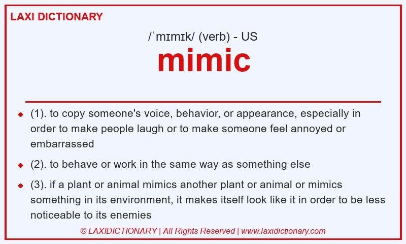 Definition mimic in American English