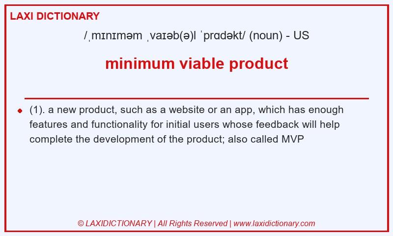 Definition minimum viable product in American English
