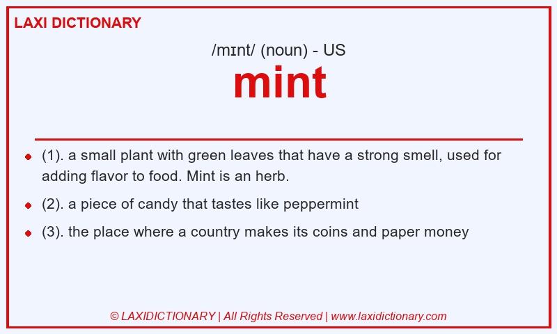 Definition mint in American English