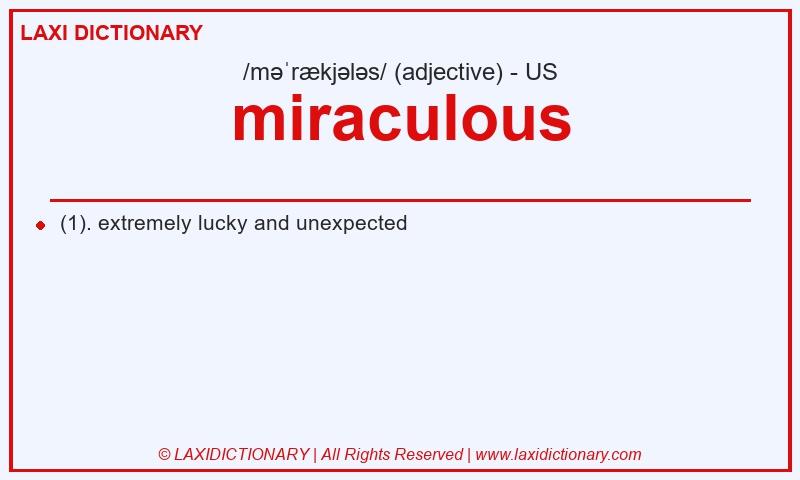 Definition miraculous in American English