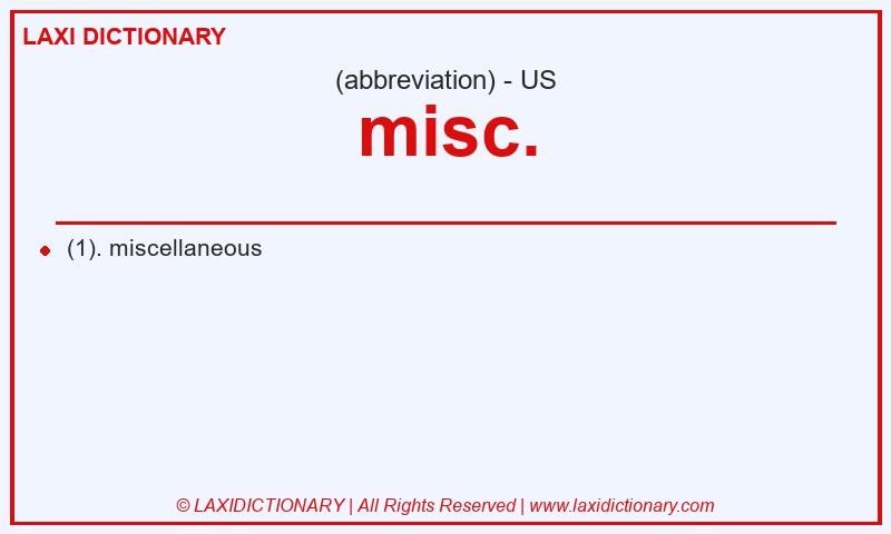 Definition misc. in American English