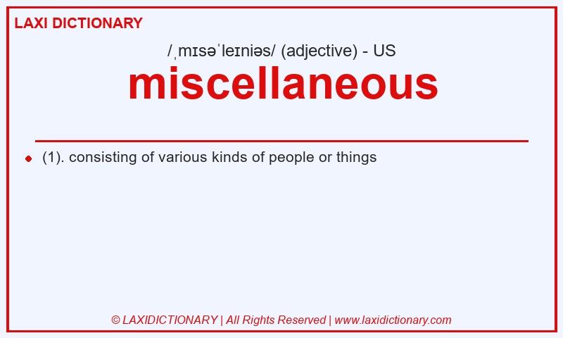 Definition miscellaneous in American English