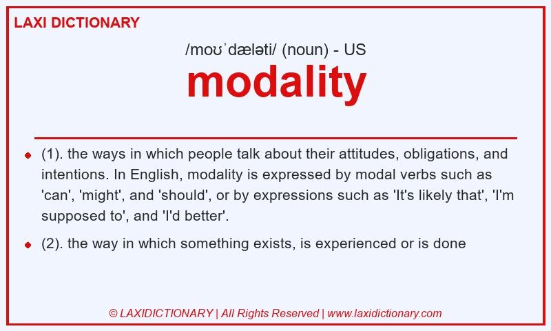 Definition modality in American English