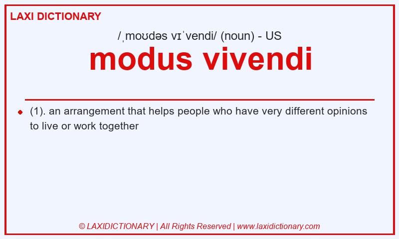 Definition modus vivendi in American English