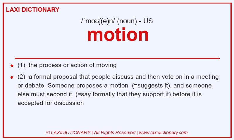 Definition motion in American English