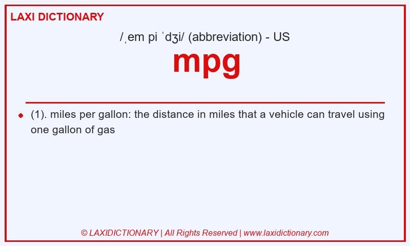 Definition mpg in American English