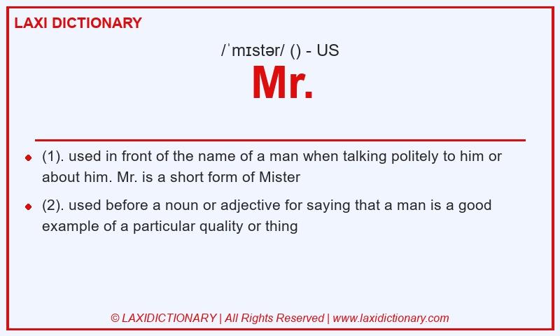 Definition Mr. in American English