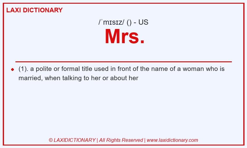 Definition Mrs. in American English