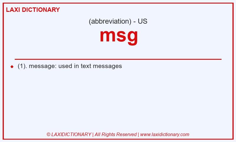 Definition msg in American English