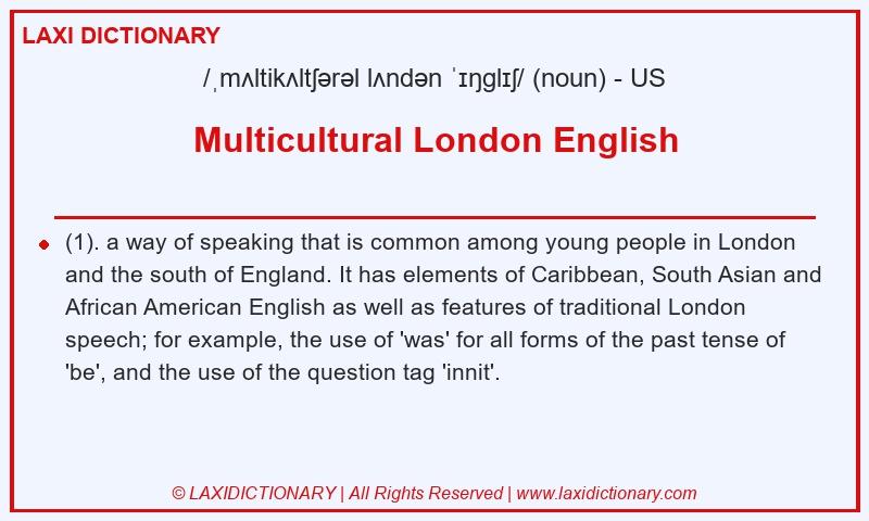 Definition Multicultural London English in American English