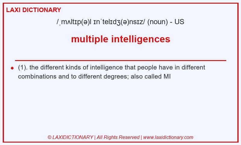 Definition multiple intelligences in American English