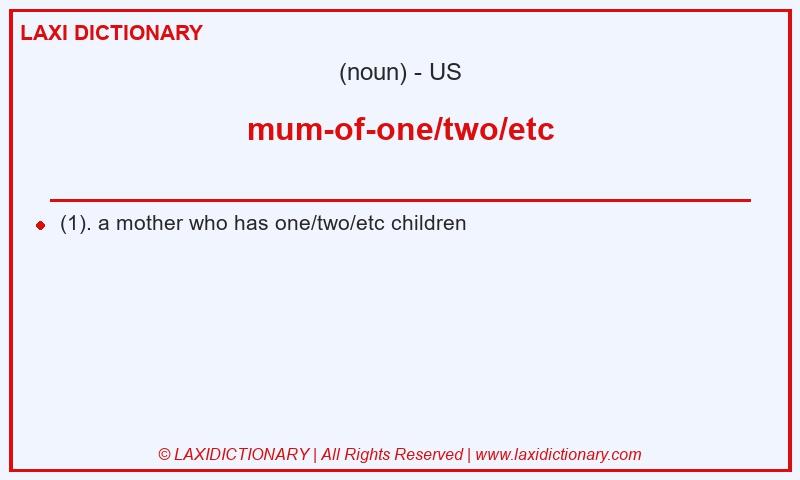 Definition mum-of-one/two/etc in American English