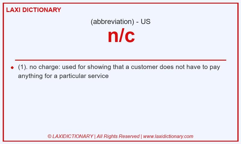 Definition n/c in American English