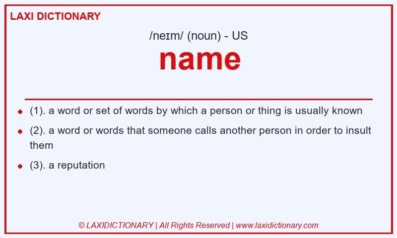 Definition name in American English