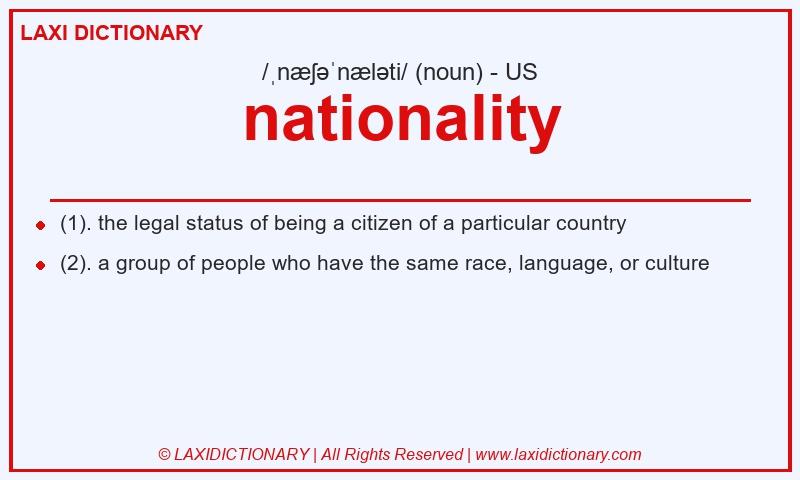 Definition nationality in American English