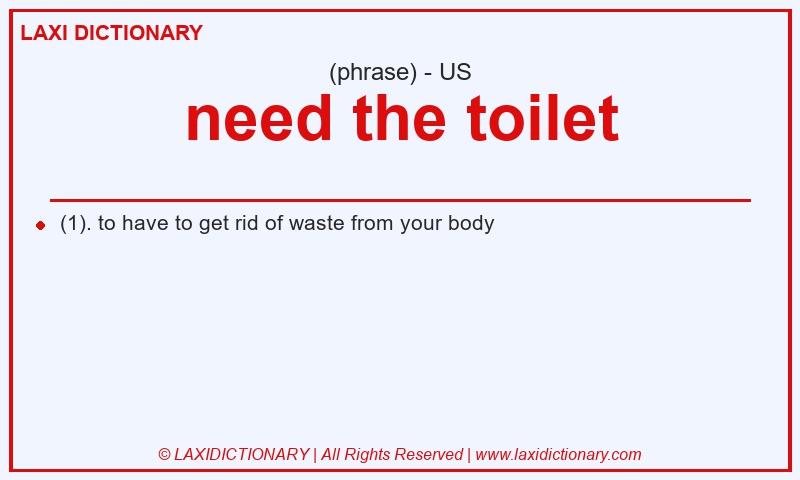 Definition need the toilet in American English