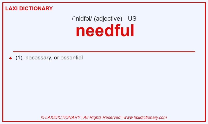 Definition needful in American English