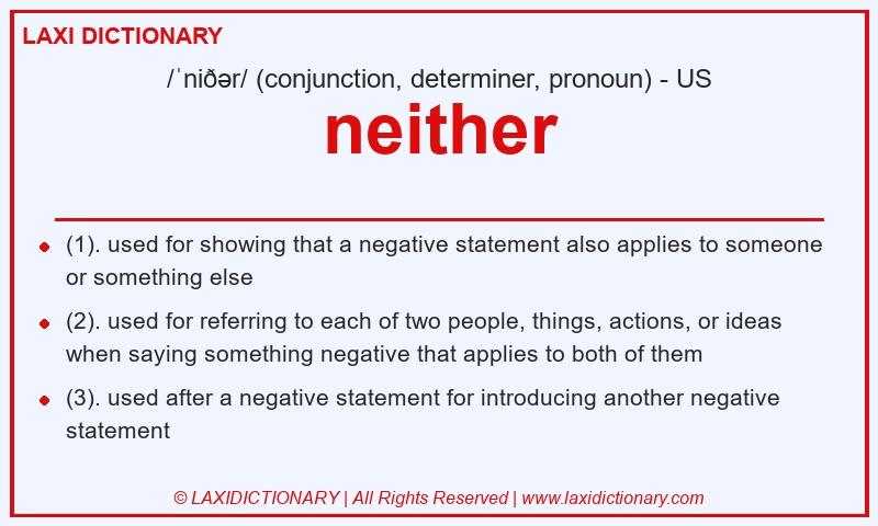 Definition neither in American English
