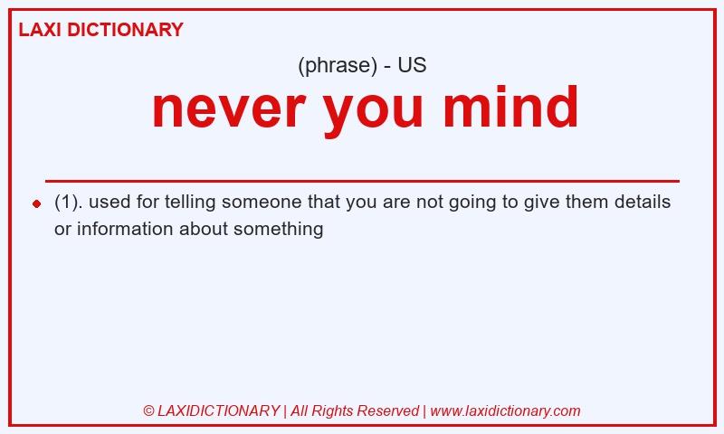 Definition never you mind in American English