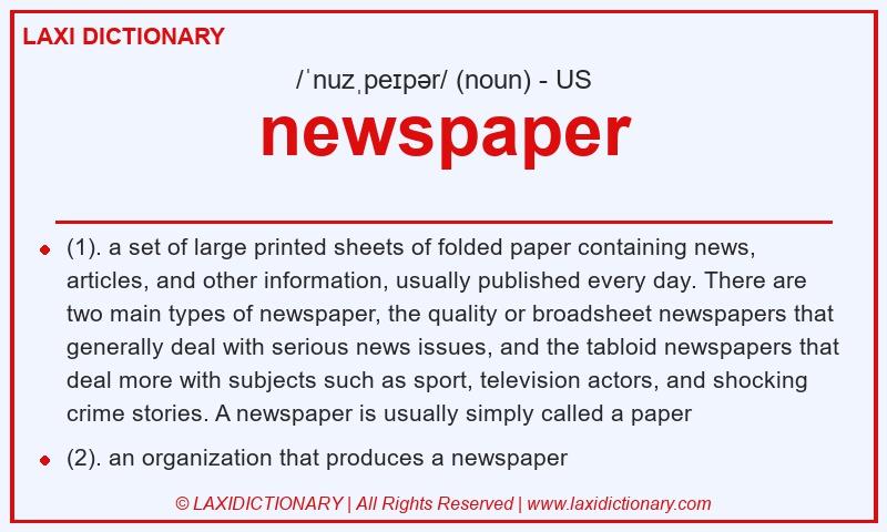 Definition newspaper in American English