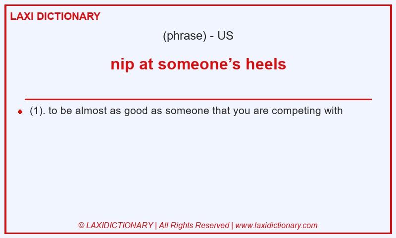 Definition nip at someone’s heels in American English