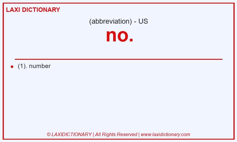 Definition no. in American English