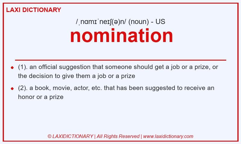 Definition nomination in American English