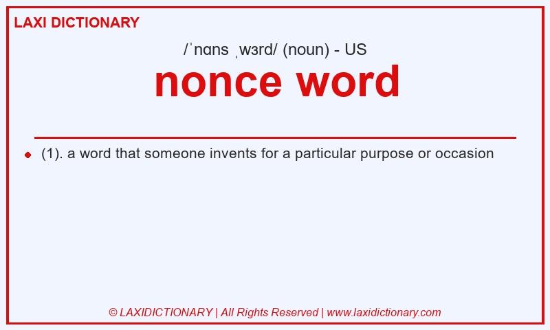 Definition nonce word in American English