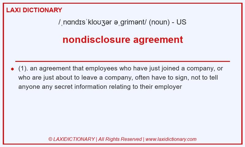 Definition nondisclosure agreement in American English