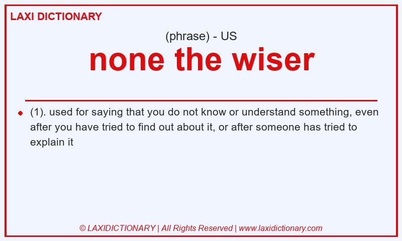 Definition none the wiser in American English
