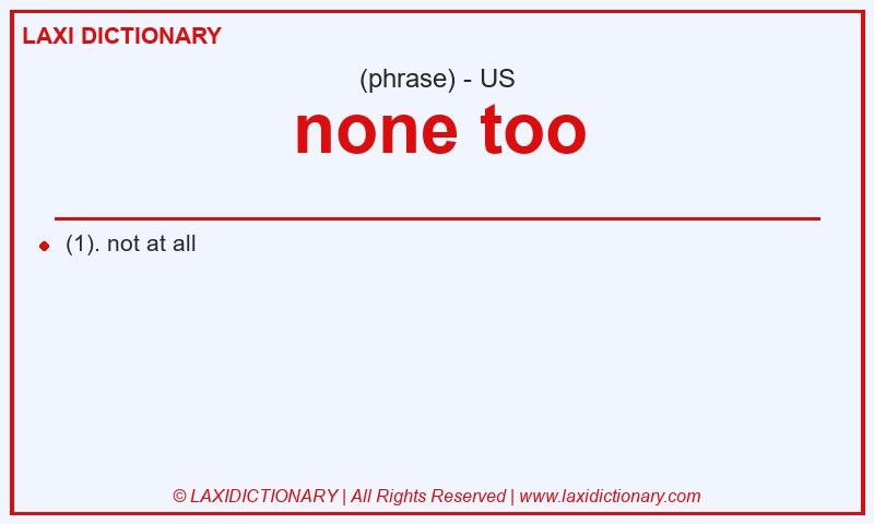 Definition none too in American English
