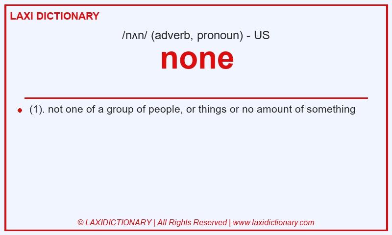 Definition none in American English