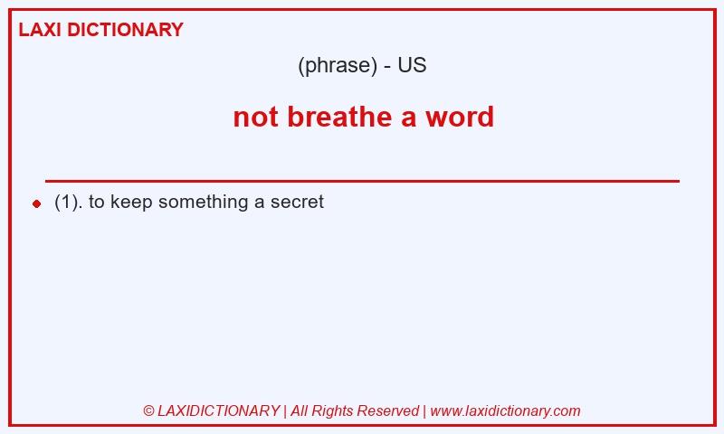 Definition not breathe a word in American English
