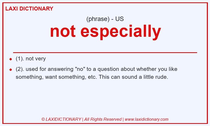 Definition not especially in American English