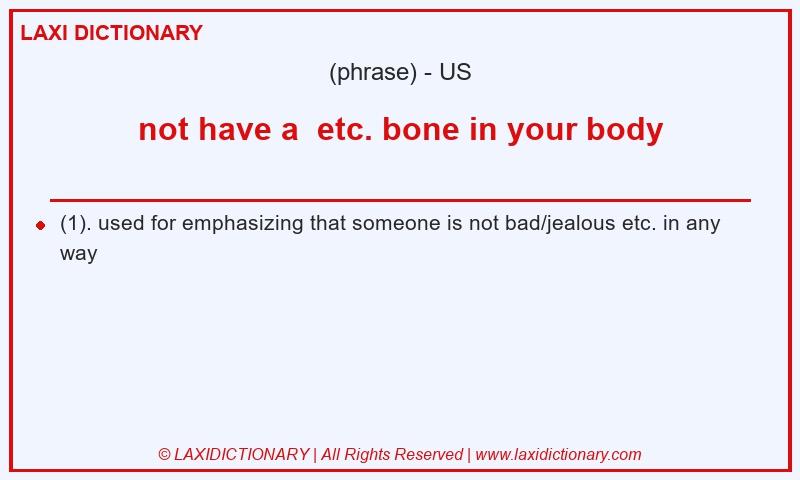 Definition not have a etc. bone in your body in American English