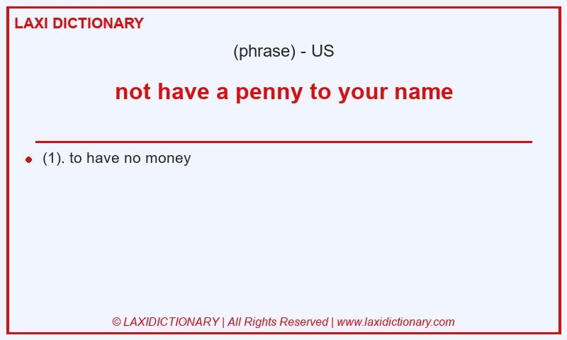 Definition not have a penny to your name in American English