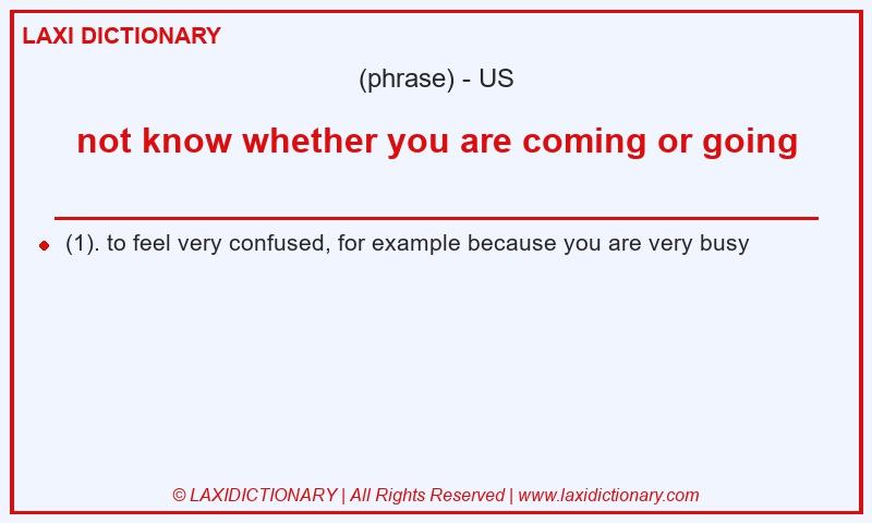 Definition not know whether you are coming or going in American English