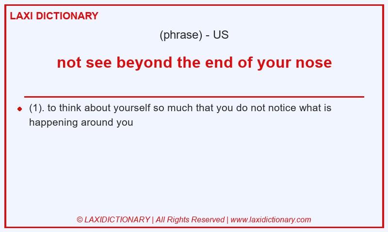 Definition not see beyond the end of your nose in American English