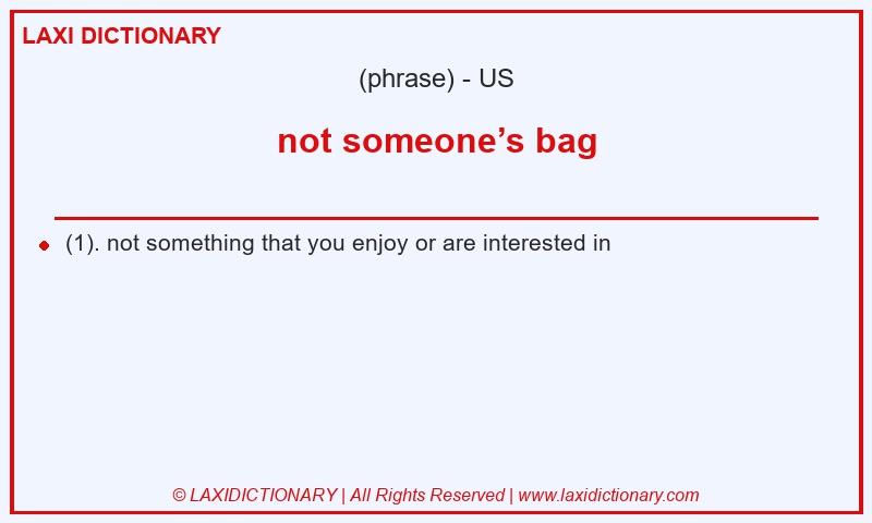Definition not someone’s bag in American English