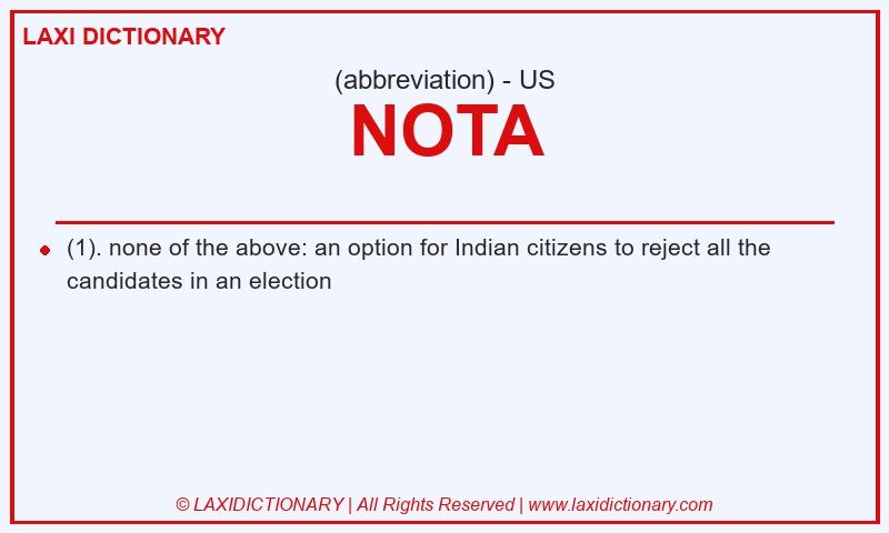 Definition NOTA in American English
