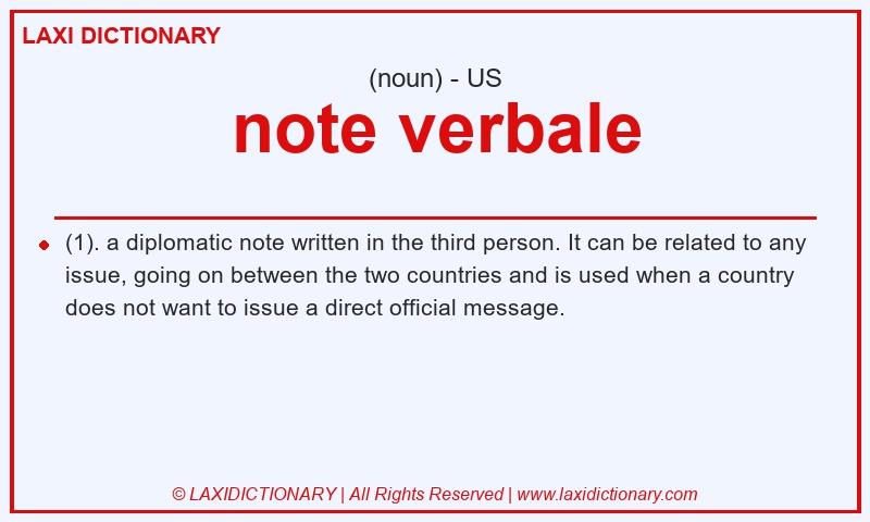 Definition note verbale in American English
