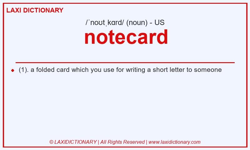 Definition notecard in American English