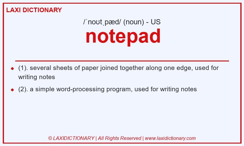 Definition notepad in American English