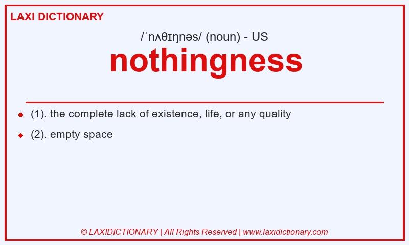 Definition nothingness in American English