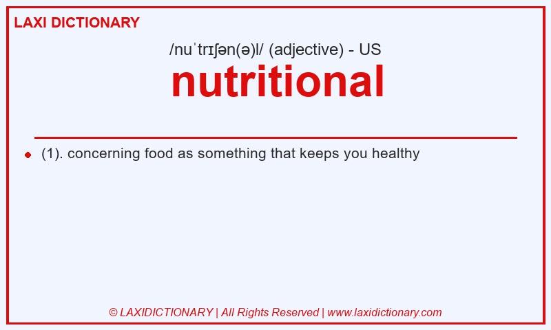 Definition nutritional in American English