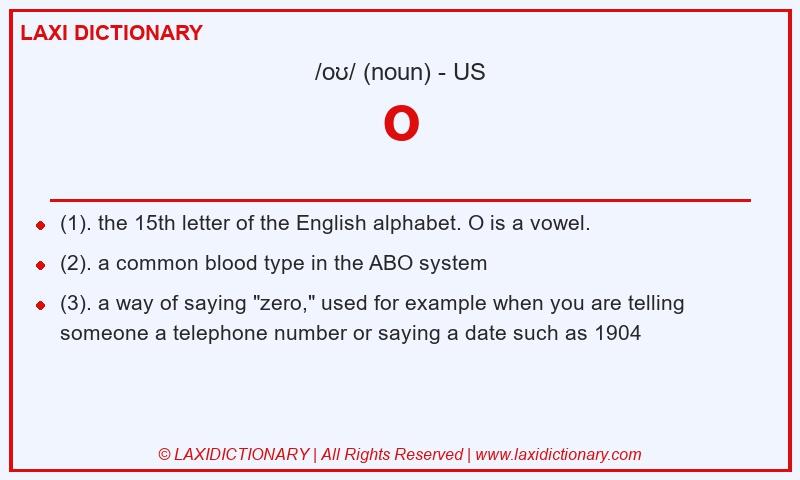 Definition o in American English