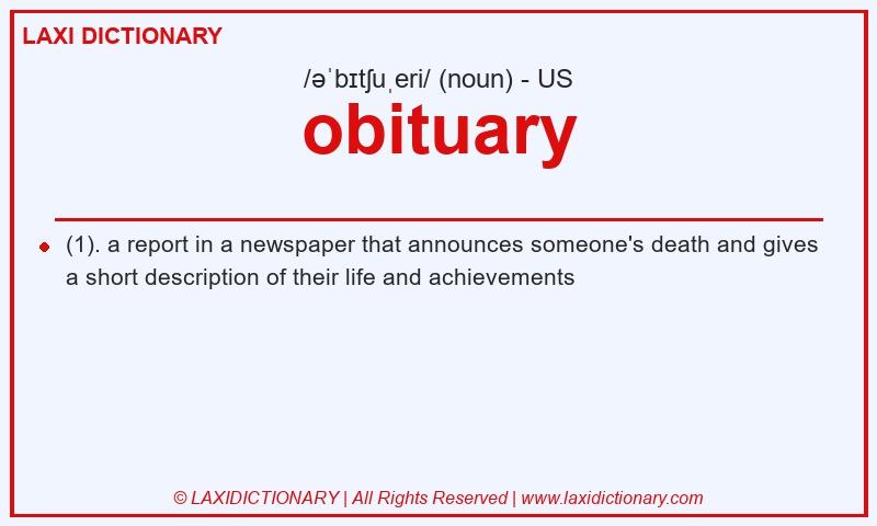 Definition obituary in American English