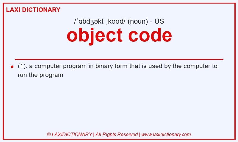 Definition object code in American English