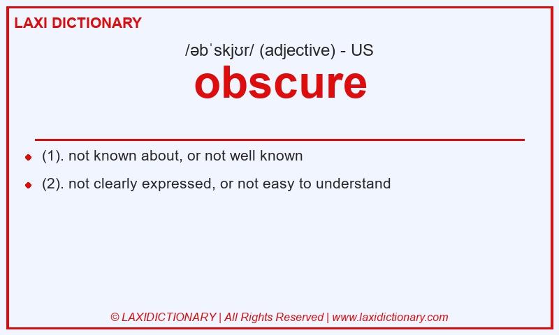 Definition obscure in American English