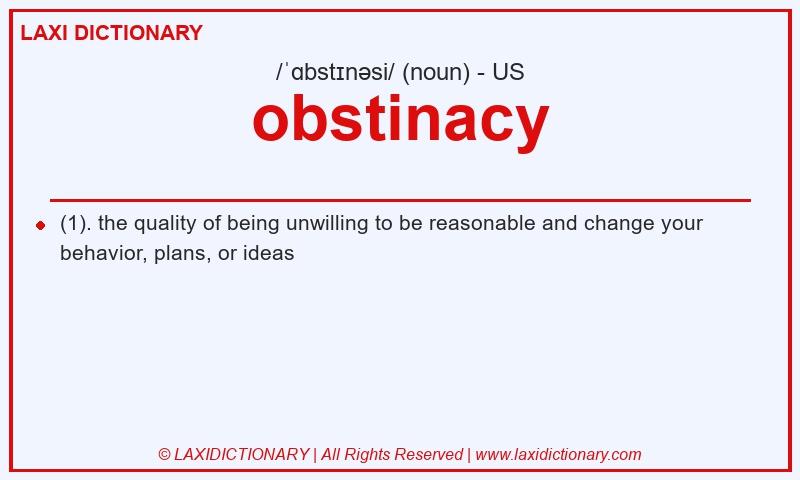 Definition obstinacy in American English